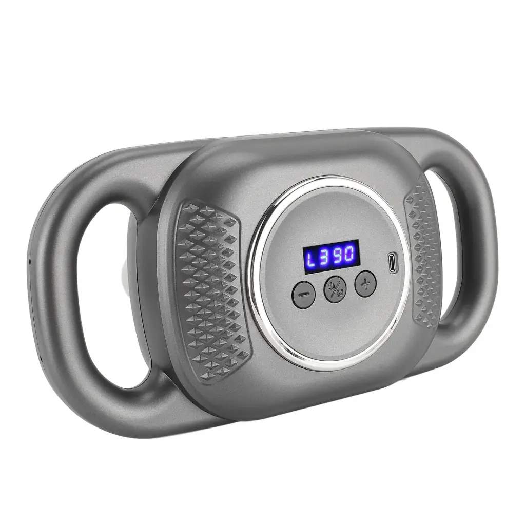 Rechargeable Muscle Massager In Grey With 6 Heads And 10 Modes