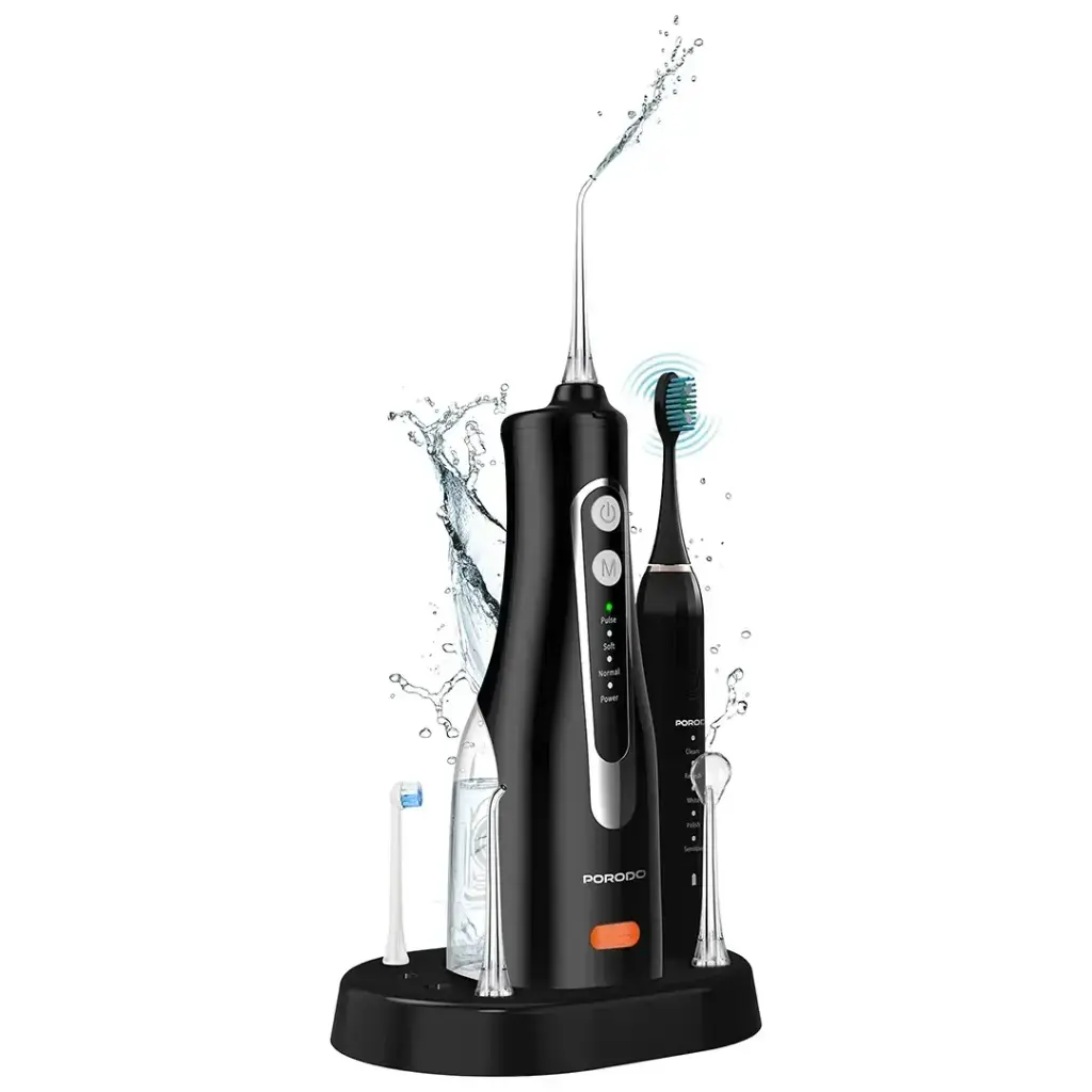 PORODO LIFESTYLE  WATER FLOSSER AND ELECTRIC  TOOTHBRUSH COMBO 6 HEAD  ATTACHMENT