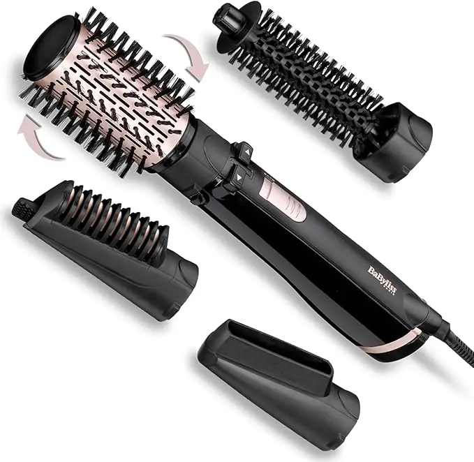 مجموعة فرشاة الشعر الدوارة بالهواء الساخن الأيوني BaByliss AS200E Brush & Style، بقوة 1000 واط